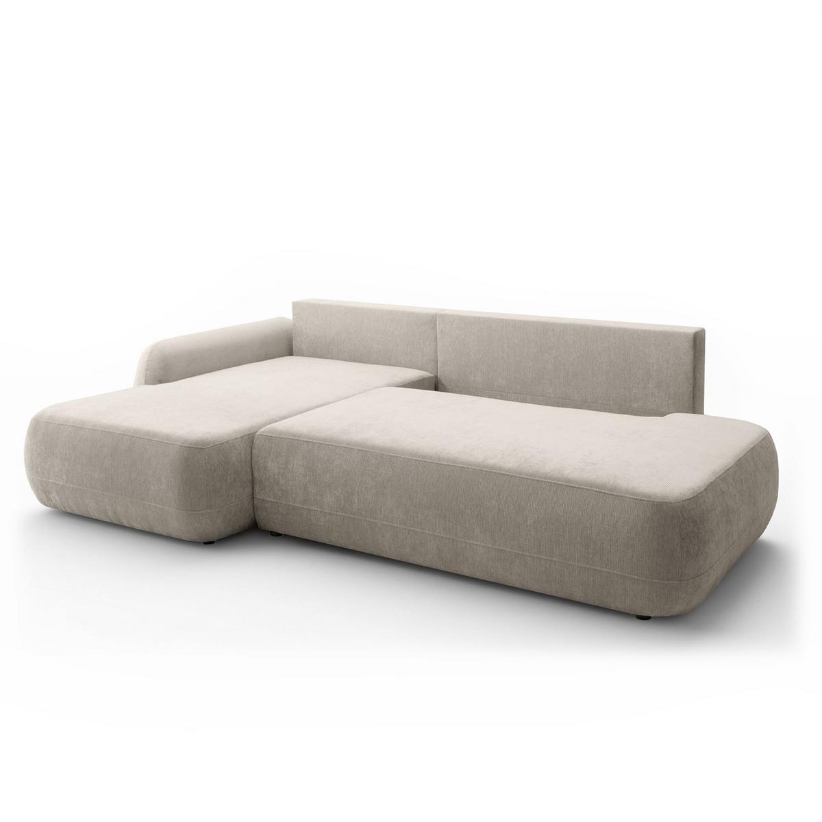 ECKSOFA GOYA mit Schlaffunktion und Bettkasten, Linke, Perfect Harmony 04 - Ecru, Textil (184/302cm) - Lookway