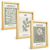 BILDER SET 3er Set - 20x30 cm Goldrahmen - Poster mit Pflanzenmustern von Matisse - Goldfarben, Kunststoff (20/30cm) - TULUP