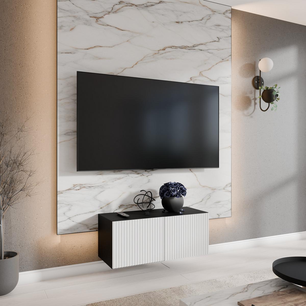 LOWBOARD VAREN 100/41/40 cm, Hängender TV-Schrank Anthrazit / Weiß - Anthrazit/Weiß, Holzwerkstoff (100/41/40cm) - MASSENO
