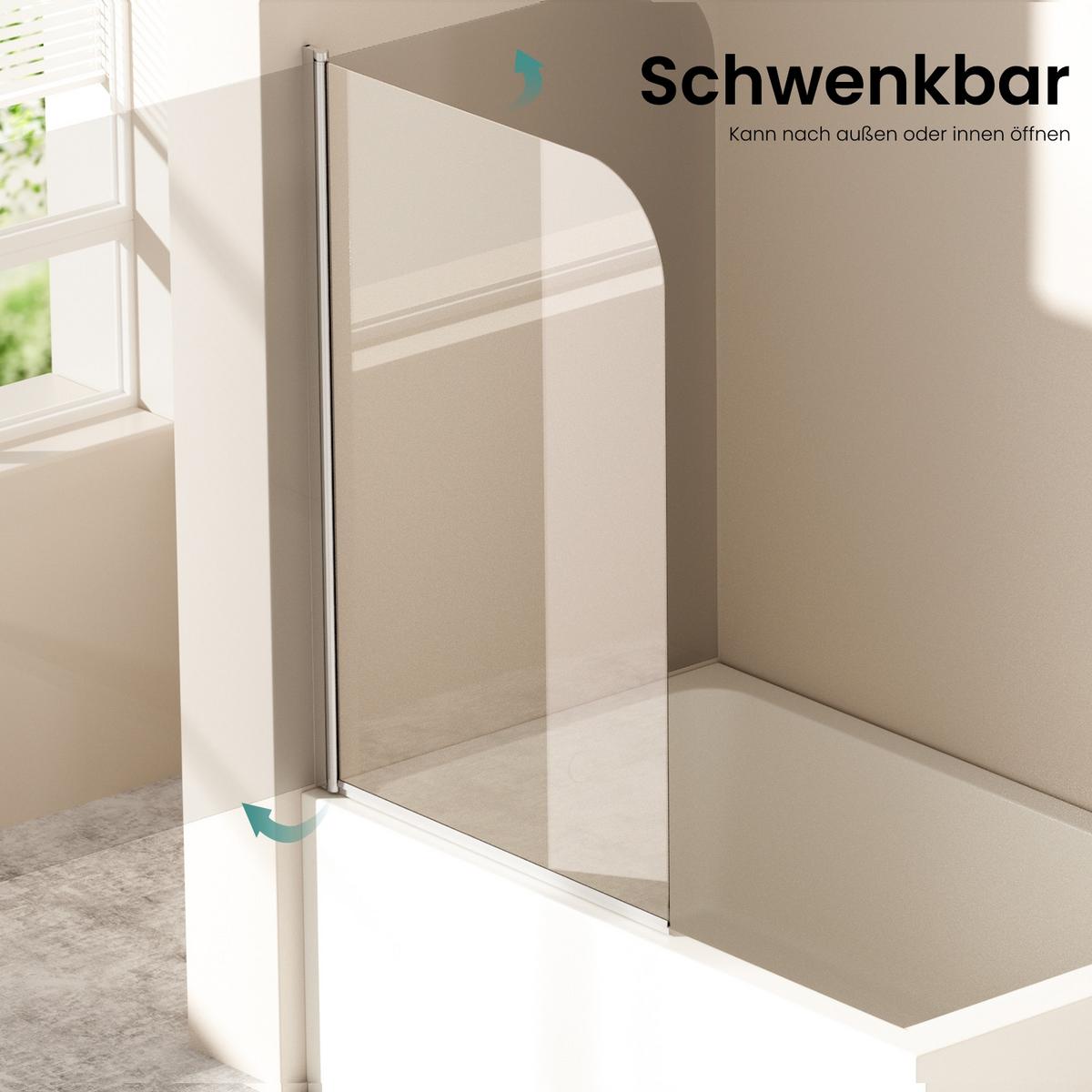 DUSCHWAND für Badewannen mit Schwenkfunktion Leicht zu Reinigen 90/140 cm - Transparent, Glas (90/140cm) - EMKE