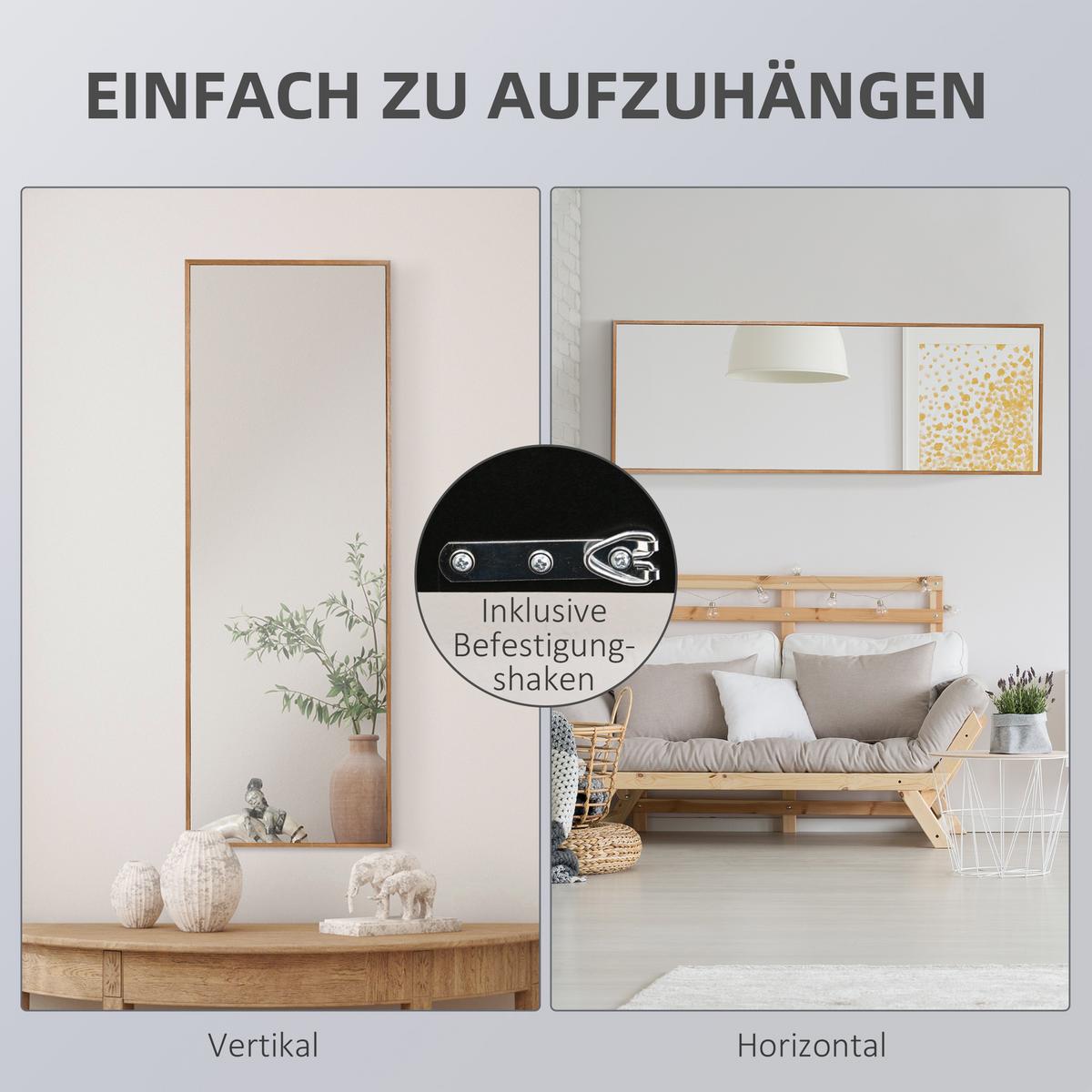 WANDSPIEGEL - Naturfarben, Glas/Holzwerkstoff (48/125/45cm) - HOMCOM