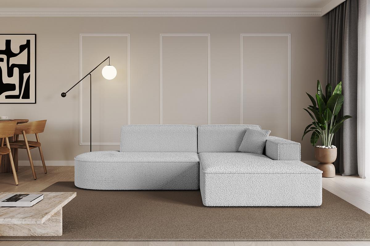 ECKSOFA Ottomane Rechts IREA-L1-v4 - 232x165x77 cm Hellgrau - Hellgrau, Holzwerkstoff/Textil (232/165cm) - ALTDECOR