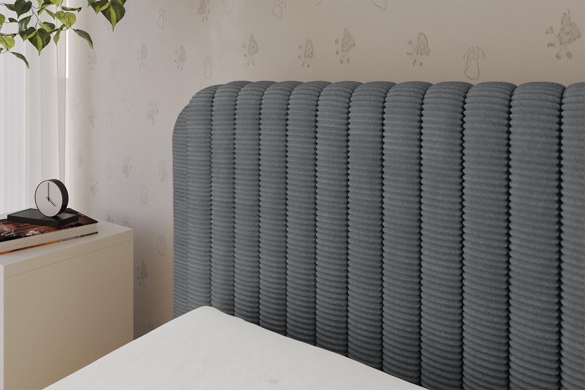 EINZELLBETT Jugendbett mit Bettkasten, Rechts - AURY 100x200 Dunkelgrau - Schieferfarben, Holzwerkstoff/Textil (100/200cm) - ALTDECOR