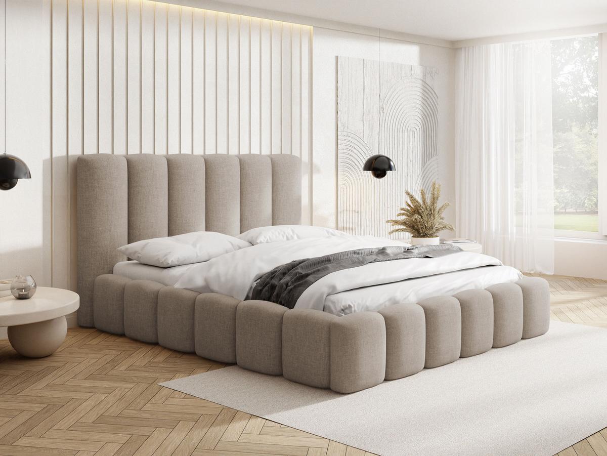 POLSTERBETT Serenity mit Bettkasten & Lattenrost in Beige Chenille 120 x 200 cm - Beige/Birkefarben, Holzwerkstoff/Kunststoff (120/200cm) - WFL GROUP