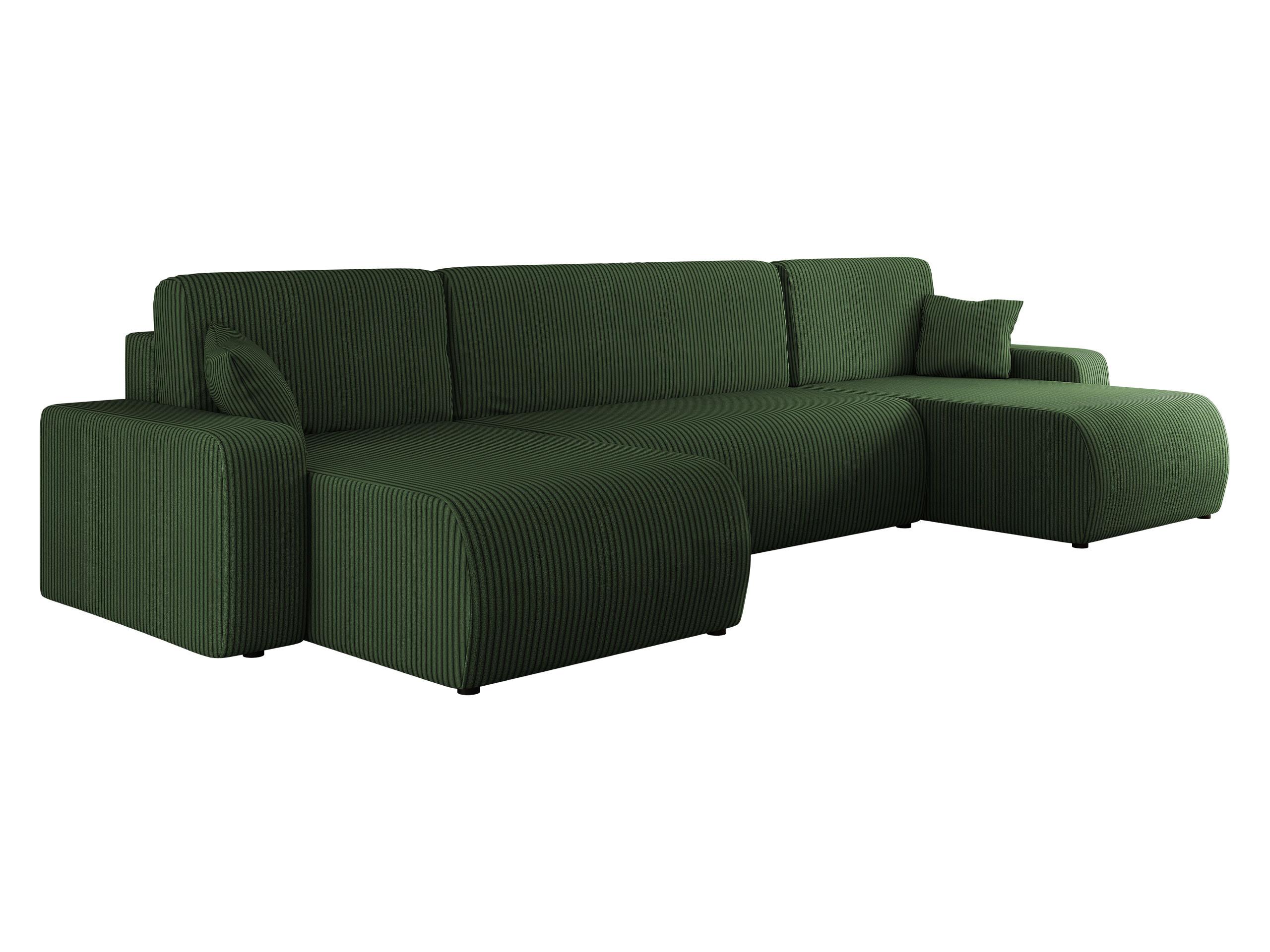 WOHNLANDSCHAFT Piano U Cord - Schwarz/Grün, Holz/Kunststoff (312/82/145cm) - MIRJAN24