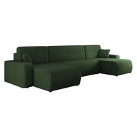 WOHNLANDSCHAFT Piano U Cord - Schwarz/Grün, Holz/Kunststoff (312/82/145cm) - MIRJAN24