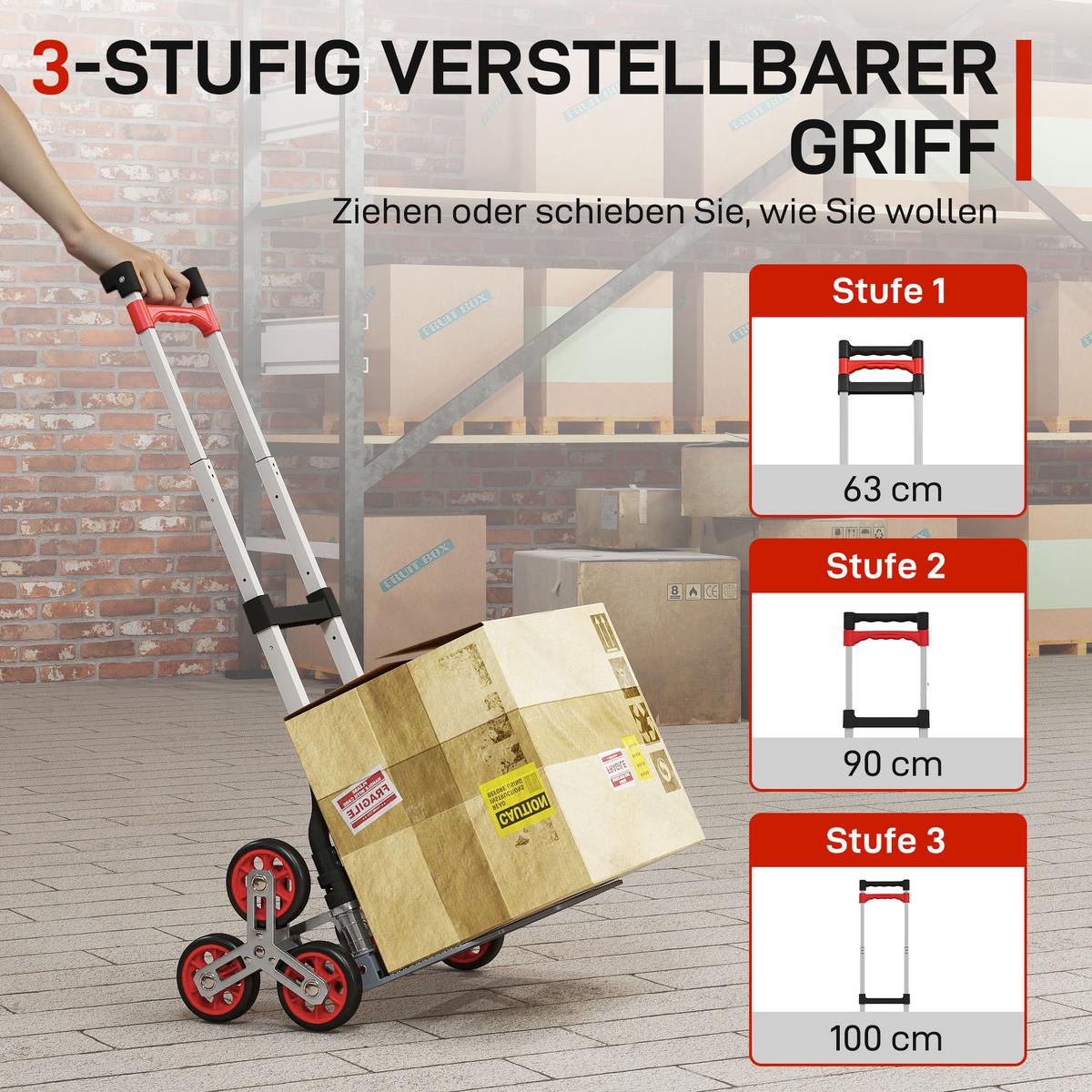 SACKKARRE mit 6 Rädern inkl. Teleskopgriff max. 70 kg - Multicolor, Metall (44/100/46cm) - HOMCOM