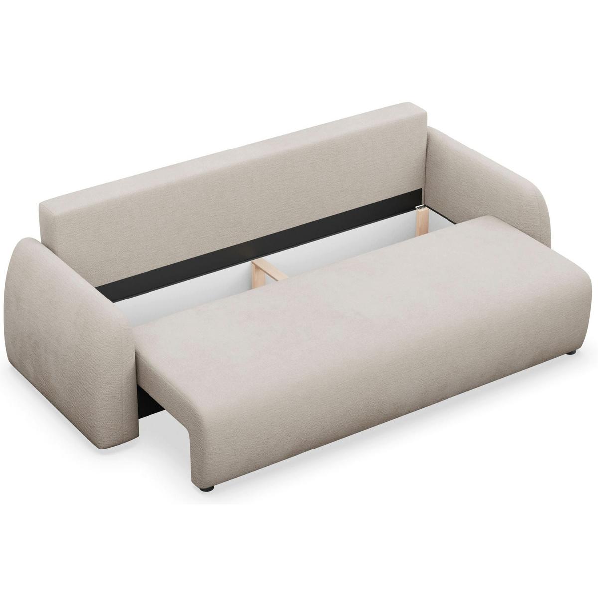 3-SITZER SOFA Nubelle Hellbeige Chenille-Bezug, wasserabweisend - Ecru/Schwarz, Kunststoff/Textil (244/85/93cm) - Selsey