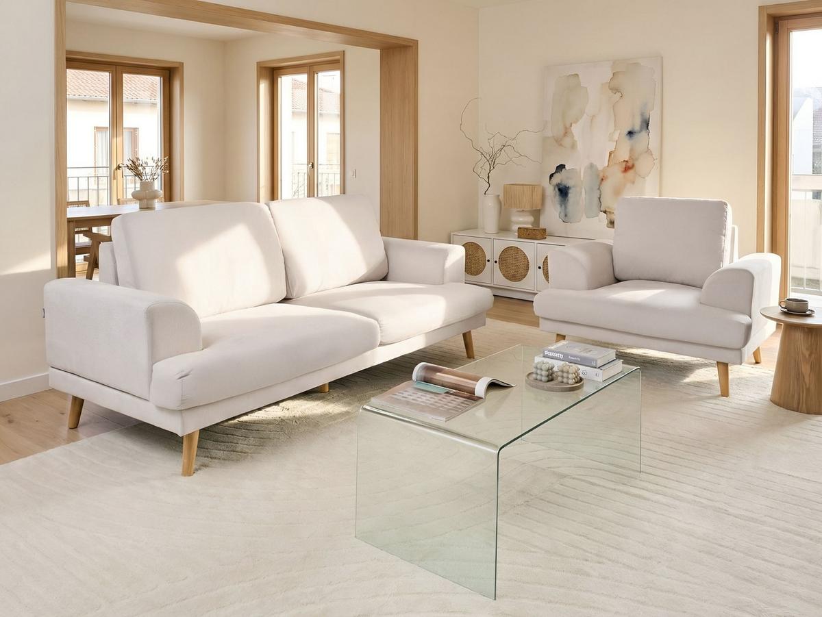 SOFA-SET 4-Sitzer Stoff Hellbeige Kildal - Beige, Textil (280/90/96cm) - Beliani