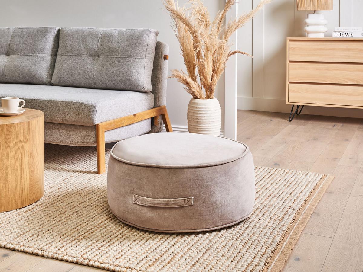 POUF Hellbraun Yulle - Hellbraun, Textil (60/25/60cm) - Beliani