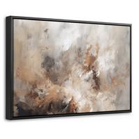 LEINWAND Bilder mit Rahmen - Farbe - Abstrakt - Beige - Kunst - 60x40 - Greige, Textil (60/40cm) - MuchoWow