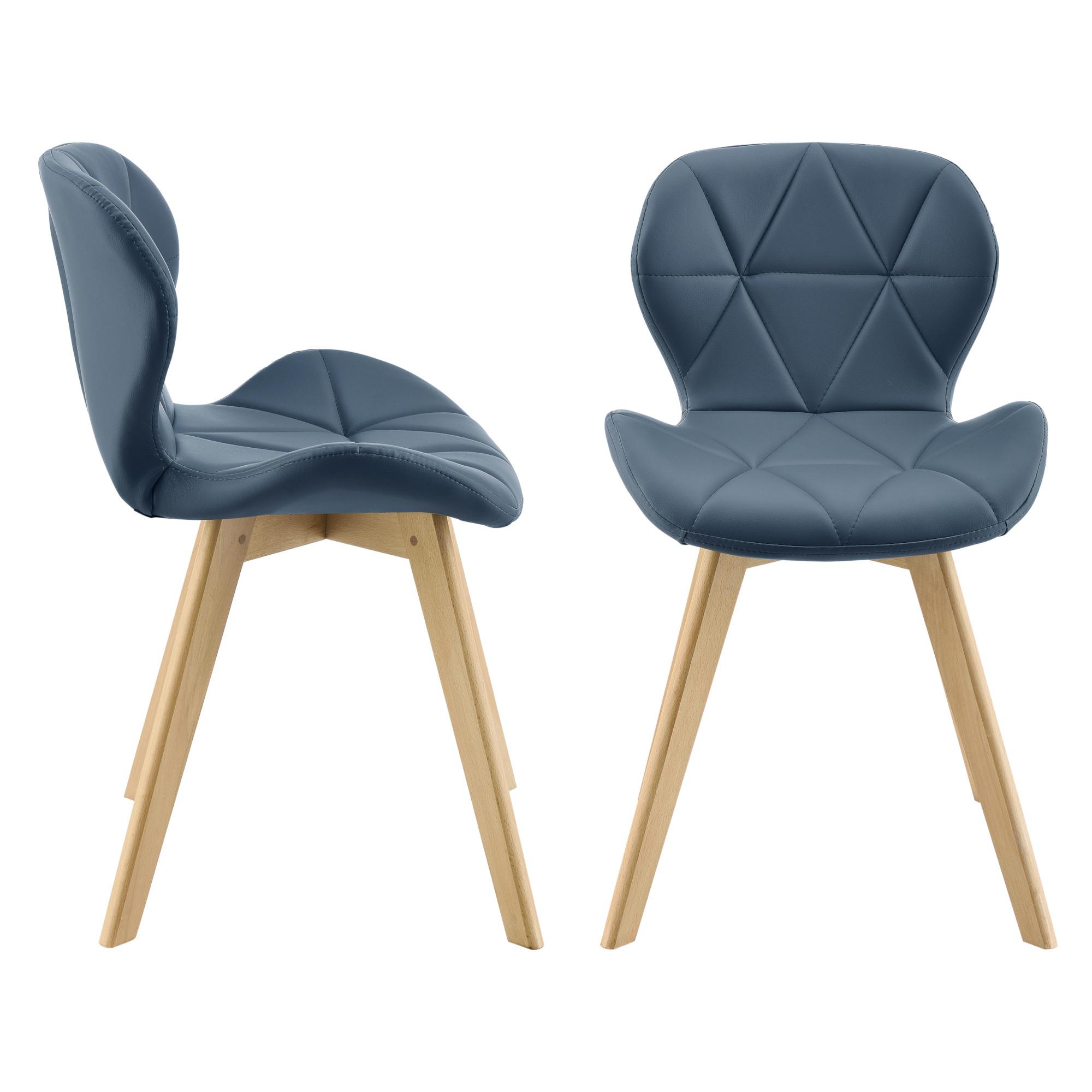ESSZIMMERSTUHL-SET 2 TLG. Älmhult - Blau, Leder (47/78/52cm) - [en.casa]