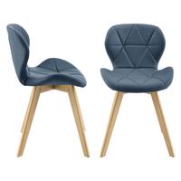 ESSZIMMERSTUHL-SET 2 TLG. Älmhult - Blau, Leder (47/78/52cm) - [en.casa]