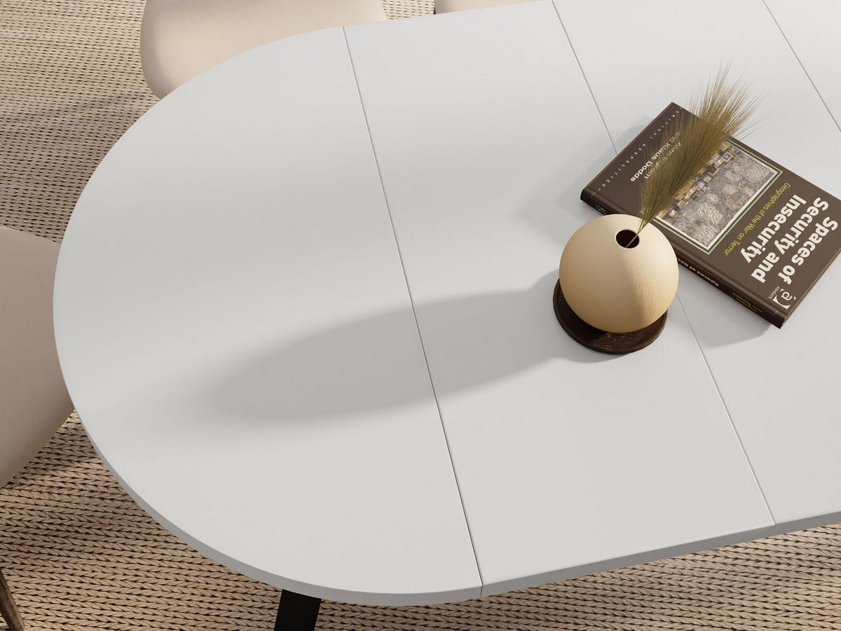 ESSTISCH Vero rund ausziehbar verlängerbar, Weiss 100-200/100/77 cm - Schwarz/Weiß, Holz/Holzwerkstoff (100/200/77cm) - WFL GROUP