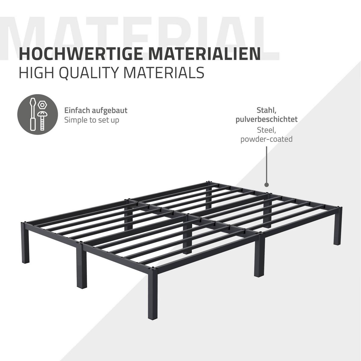 METALLBETT 140x200 cm mit Lattenrost Anthrazit auf Stahlrahmen - Anthrazit, Metall (140/200cm) - ML-DESIGN