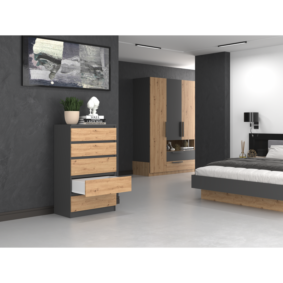 KOMMODE Anthrazit, Artisan 70/109,5/40 - Anthrazit, Holzwerkstoff (70/110/40cm) - RAUMHIRSCH FURNITURE