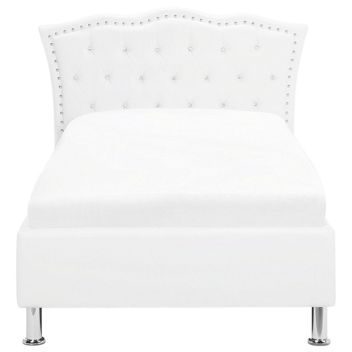 BETT 90/200cm Weiß Metz - Weiß, Kunststoff/Textil (90/200cm) - Beliani