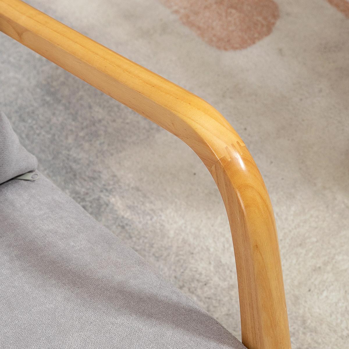 SESSEL Loungesessel mit Armlehne, Lendenkissen, S-Feder für Schlafzimmer, Grau - Naturfarben/Grau, Holz/Textil (61/76/78cm) - HOMCOM
