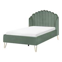 BETT mit Lattenrost 120/200 cm Grün Ambillou - Goldfarben/Grün, Textil (120/200cm) - Beliani