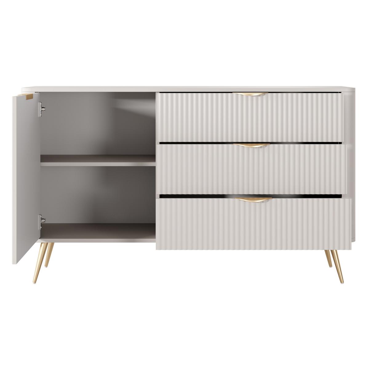 SIDEBOARD LANTANA 138/81/38 cm mit 3 Schubladen und 1 Türen Beige - Beige, Holzwerkstoff (138/81/38cm) - MASSENO