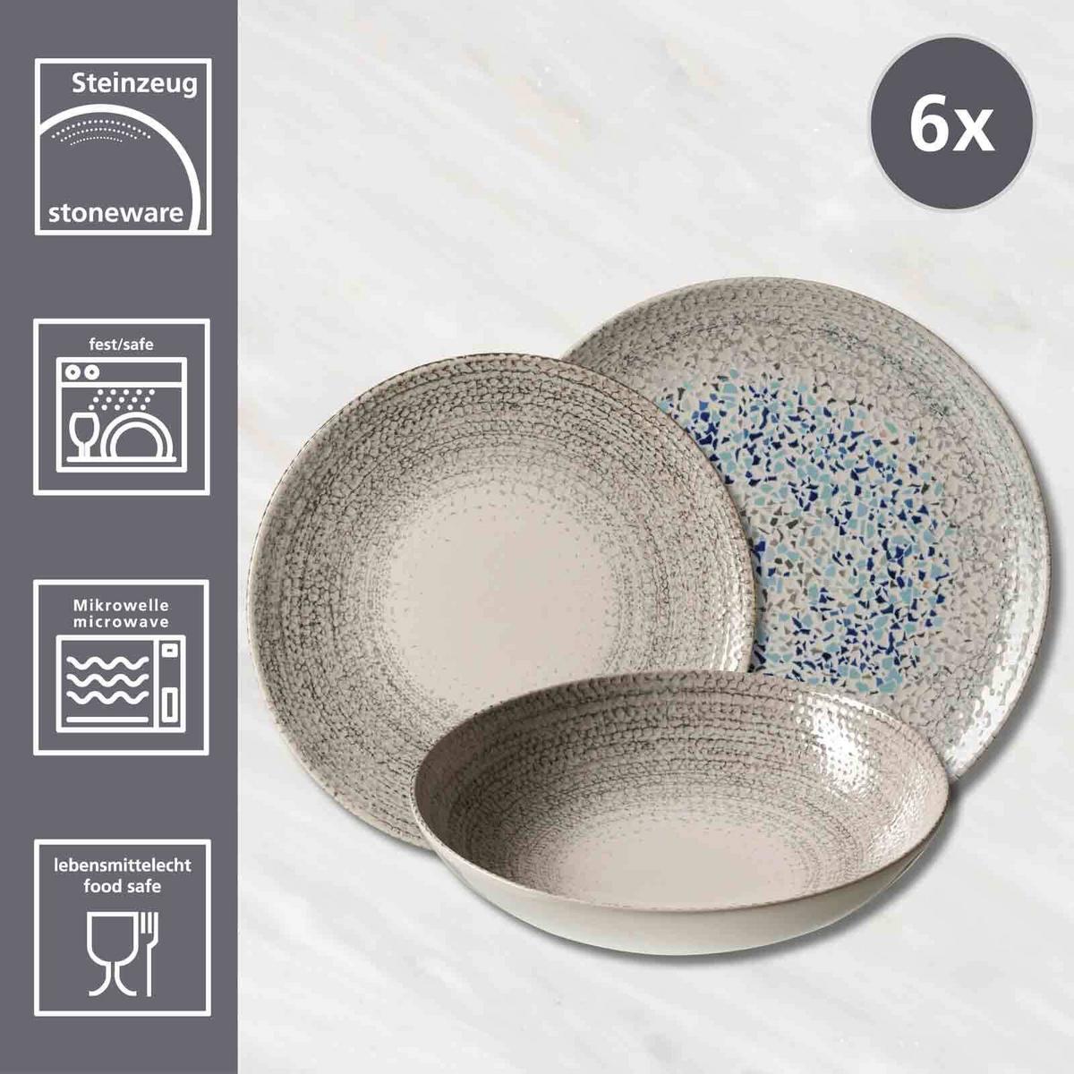 TELLER-SET Rimini grau 18-tlg. - Grau, Keramik (2/2/2cm) - Ritzenhoff Breker