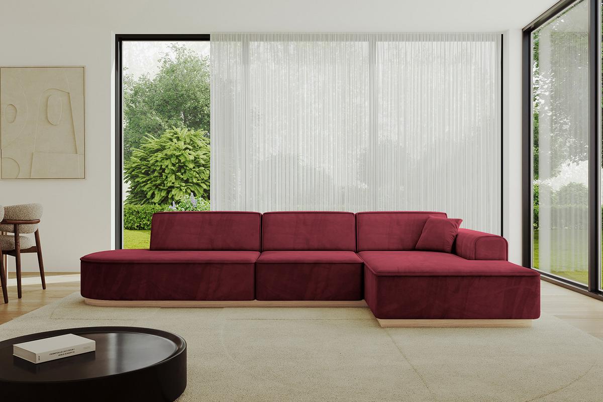 ECKSOFA Ottomane Rechts IREA-L2 - 327x165x80 cm Bordeauxrot - Bordeaux, Holzwerkstoff/Textil (327/165cm) - ALTDECOR