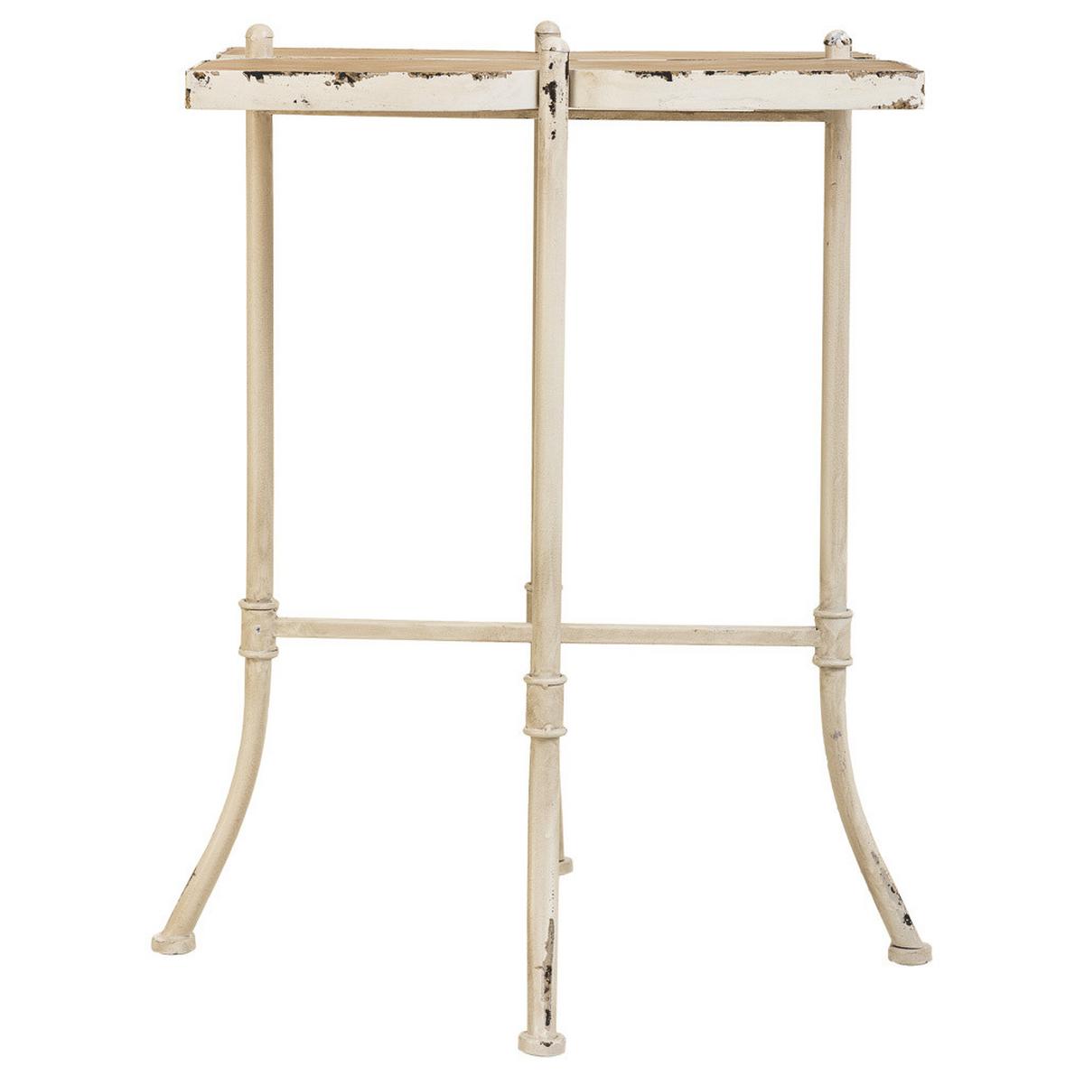 BEISTELLTISCH aus Metall und Holz, weiß, 48x67cm - Weiß, Holz (48/48/66.5cm) - Wanderlust