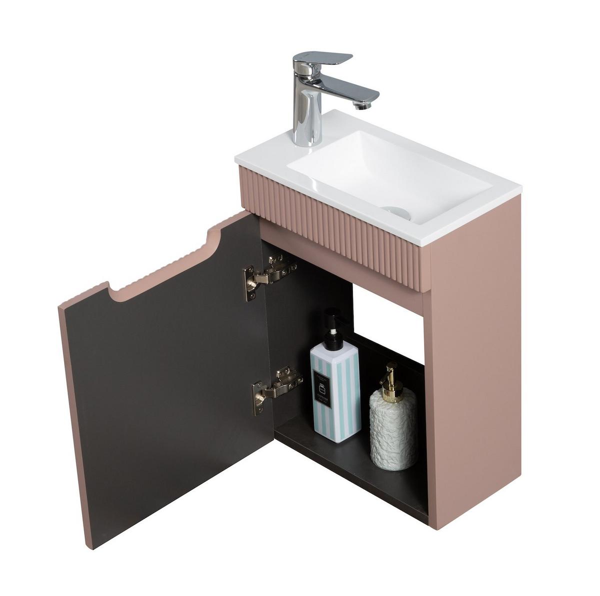 GÄSTE-WC-MÖBELSET Thermis 2 Teile Rose - 40 x 22 x 53 cm - Rosa, Holz (40/53/22cm) - Badplaats