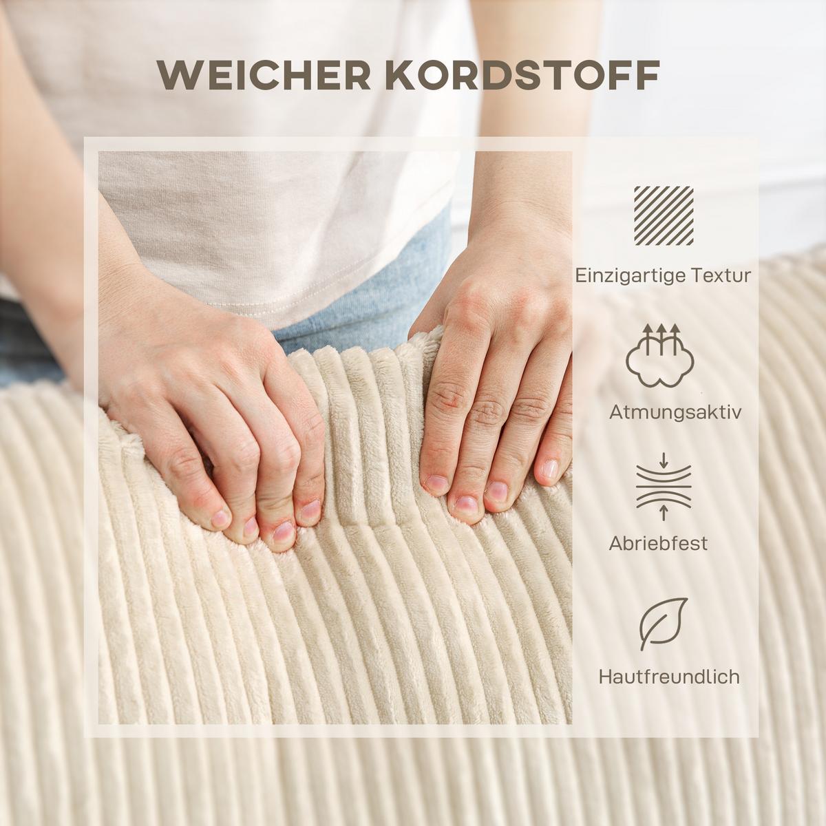 3-SITZER-SOFA Polyester Cremeweiß - Creme, Kunststoff (80/88/212cm) - HOMCOM