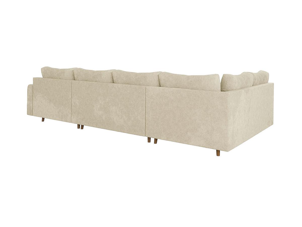 WOHNLANDSCHAFT Sigurd Beige Chenille - Ottomane rechts - Beige/Braun, Holz/Textil (310/81/161cm) - S-Style Möbel