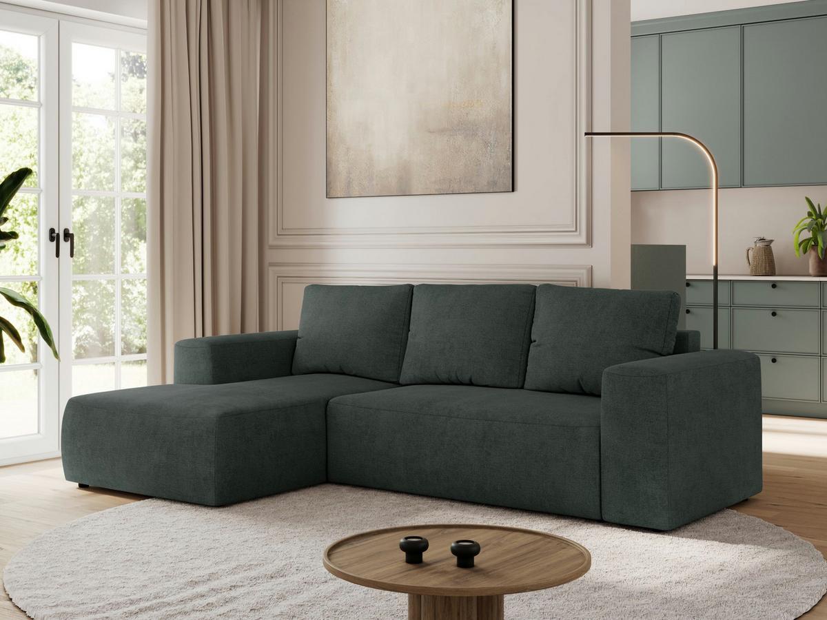 ECKSOFA TRENTINO L Dunkelgrau Stukture - Links - Dunkelgrau/Schwarz, Kunststoff/Textil (266/164cm) - MKS