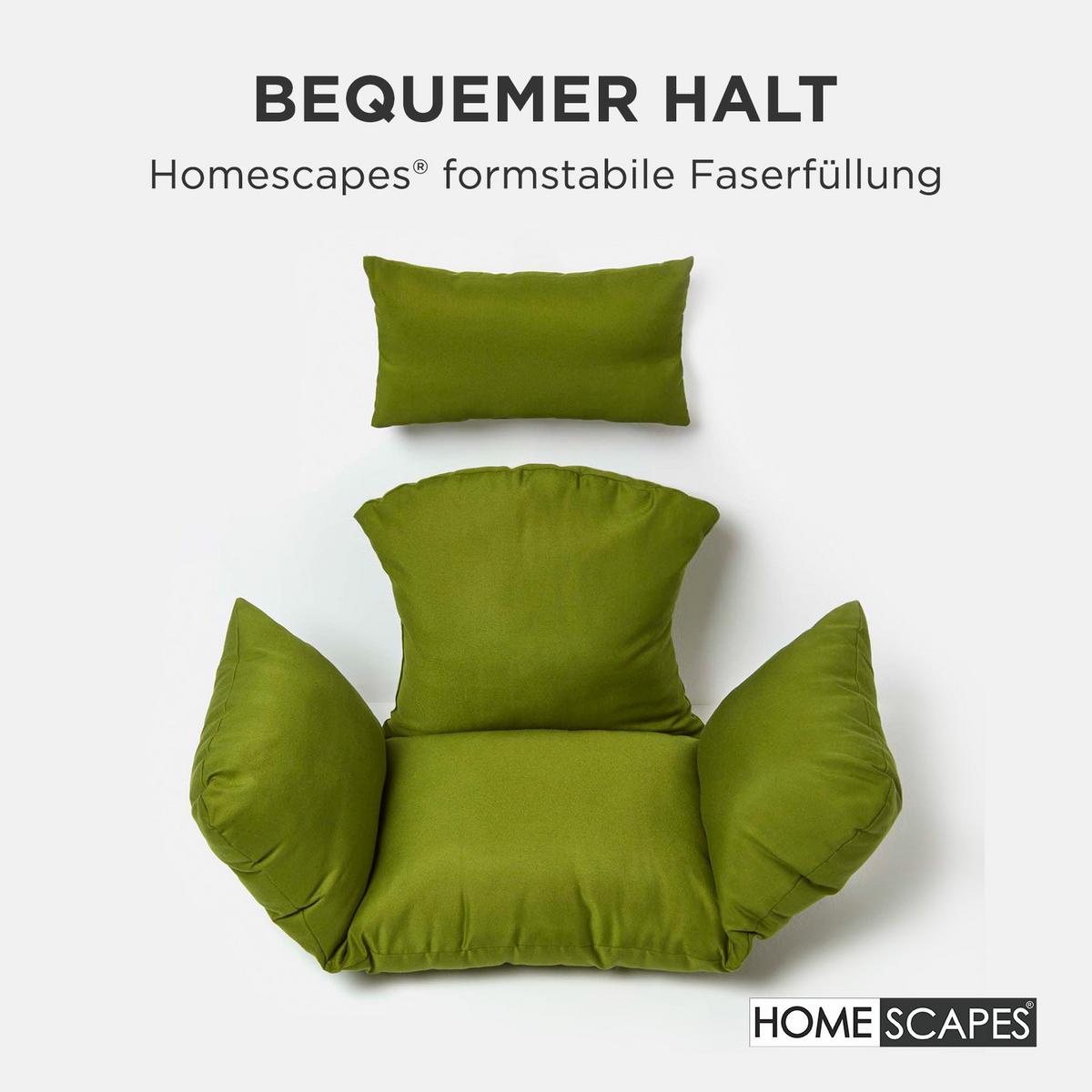 HÄNGESESSEL-KISSEN wetterfest mit Kopfstütze - Grün, Textil (110/15/112cm) - Homescapes