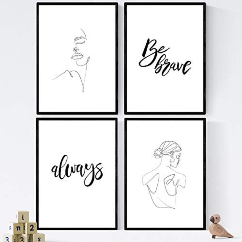 POSTER Set mit 4 ‚immer mutig‘ A3 Rahmenlos - Klar, Papier (29.7/3cm) - Nacnic