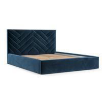 POLSTERBETT Arco 140/200 cm Dunkelblau im Kronos Stoff - Schwarz/Naturfarben, Holz/Holzwerkstoff (140/200cm) - AltaBeds