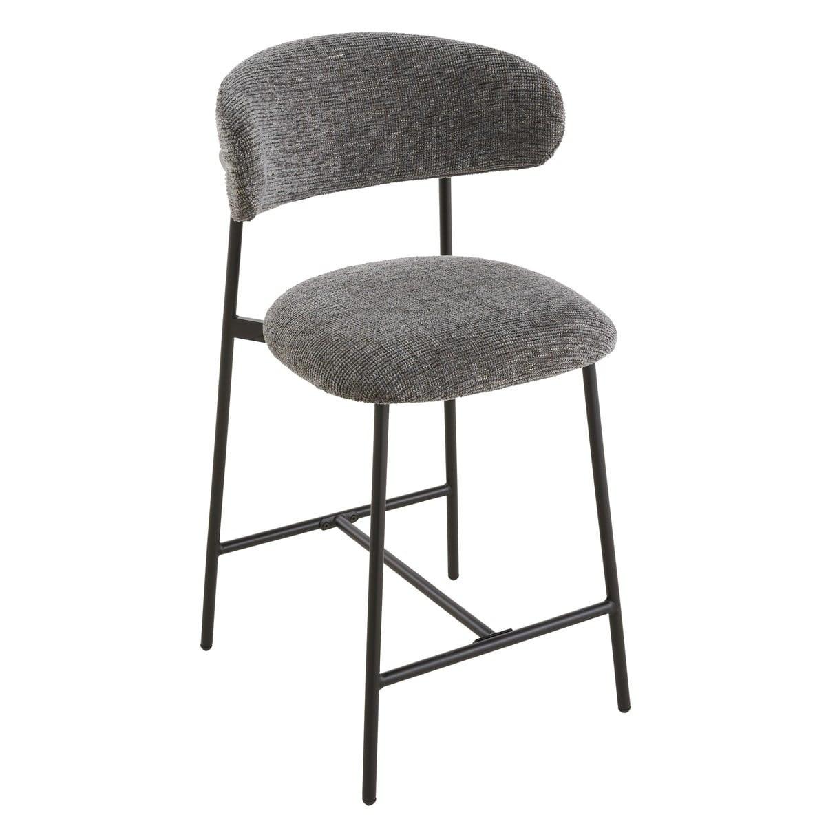 2ER-SET Hocker aus meliertem Stoff mit Metallbeinen Draco 52/53/94 cm - Grau, Holzwerkstoff (46/94/55cm) - Calicosy