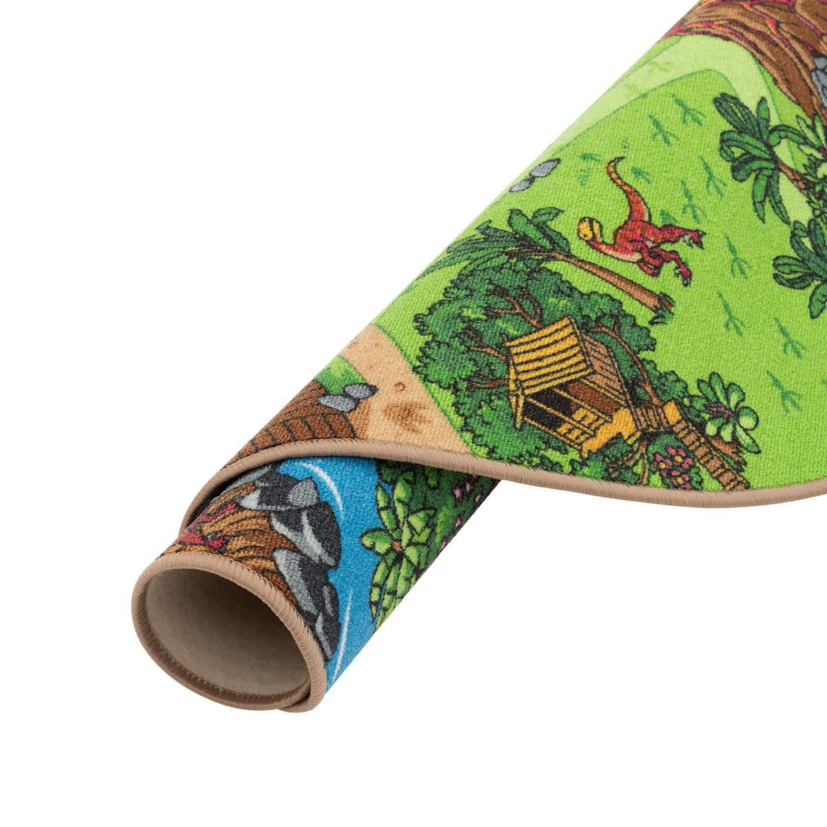 KINDER SPIEL STRASSEN TEPPICH DINO WELT RUND - Grün, Textil (160/160cm) - Snapstyle