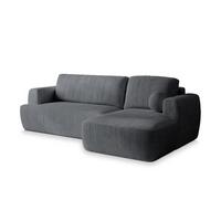 ECKSOFA SENTI P R-S Grau Kordstoff mit Schlaffunktion - Schwarz/Grau, Holz/Kunststoff (246/148cm) - MASSENO