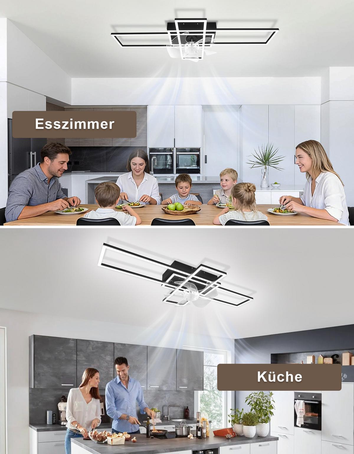 DECKENLEUCHTE mit Ventilator Neryn 94/42/15.5 cm - Schwarz, Kunststoff/Metall (94/42/15.5cm) - ZMH