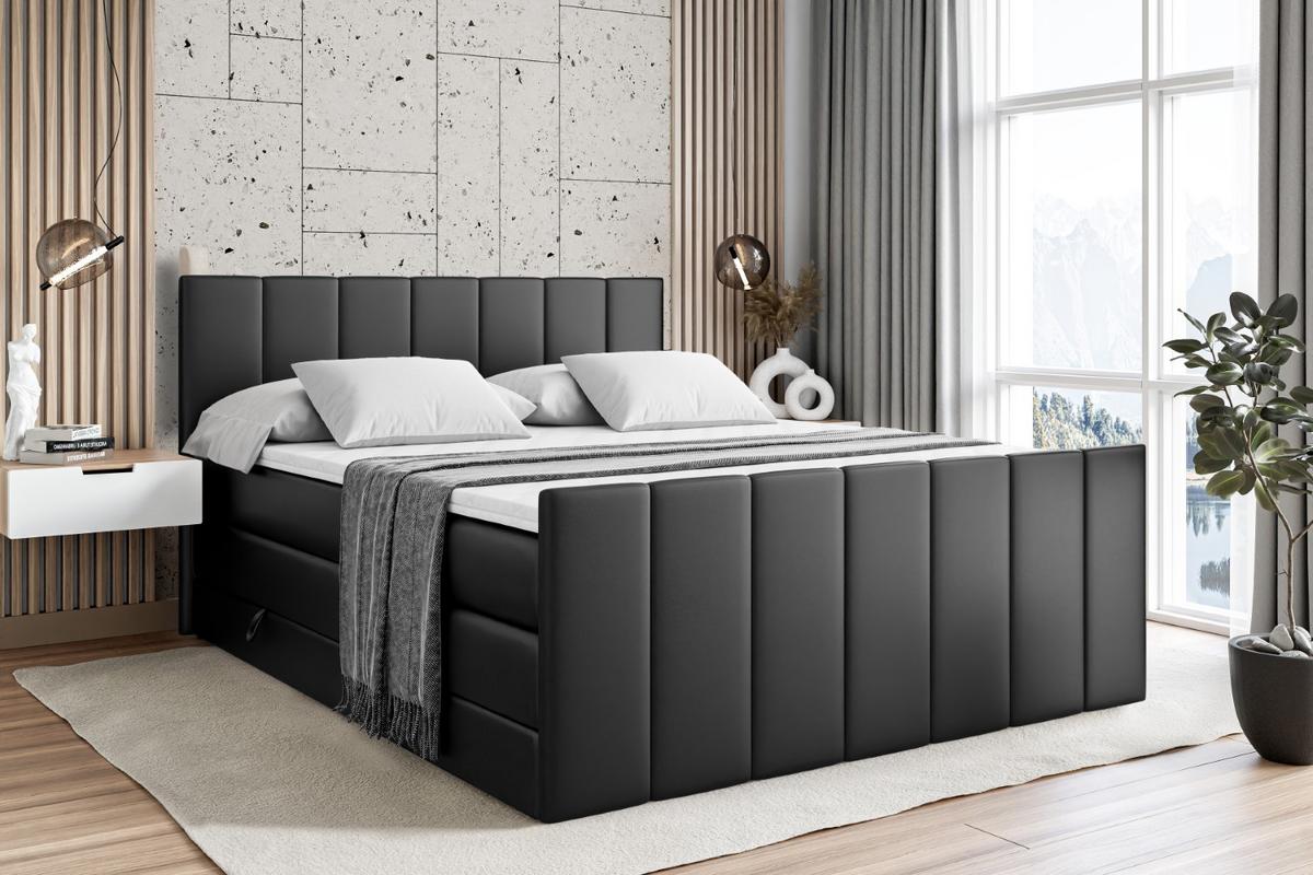 BOXSPRINGBETT MOETI-Z KING - 140x200 - H3/H4 - Schwarz Hochglanz - Schwarz Hochglanz, Holzwerkstoff (140/200cm) - ALTDECOR