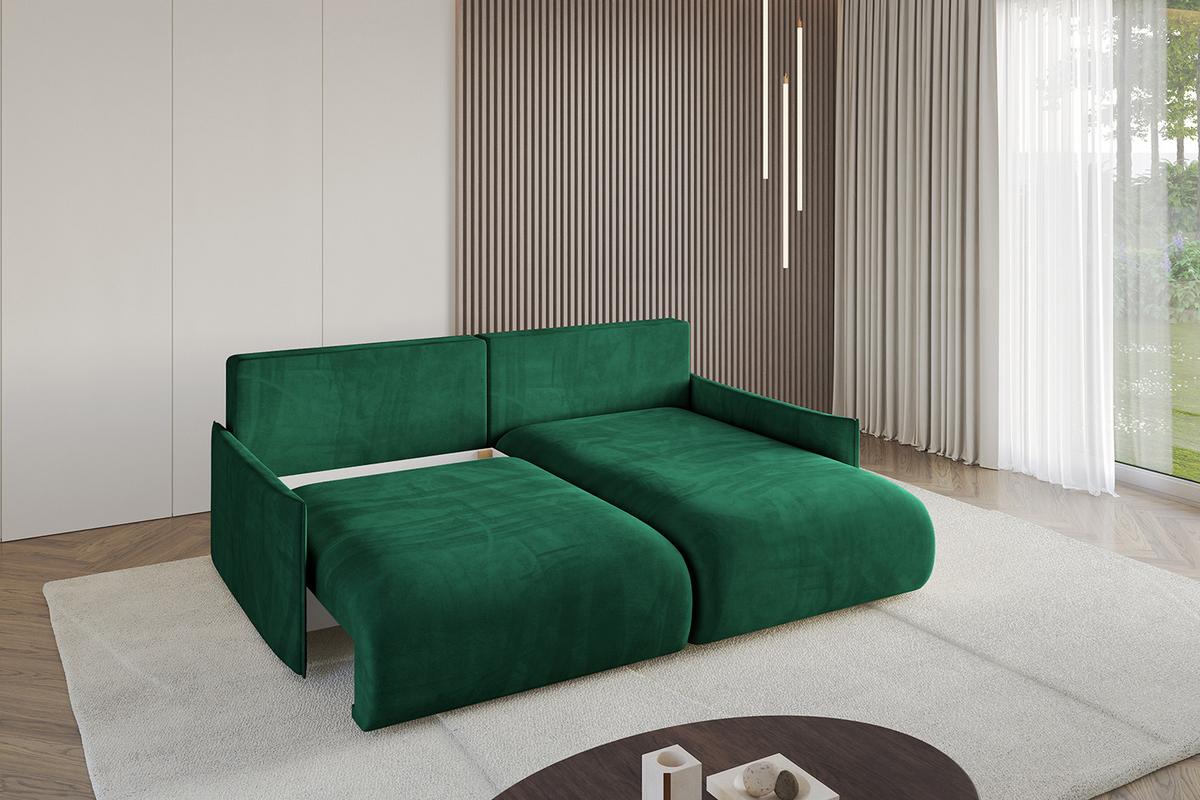 ECKSOFA Ottomane rechts ONESK-L -v1 216x177x72 Dunkelgrün Velours - Dunkelgrün, Holzwerkstoff/Kunststoff (177/216cm) - ALTDECOR