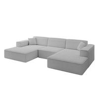 WOHNLANDSCHAFT IREA-U1-v4 - 301x165x77 cm Hellgrau - Hellgrau, Holzwerkstoff/Textil (301/77/165cm) - ALTDECOR