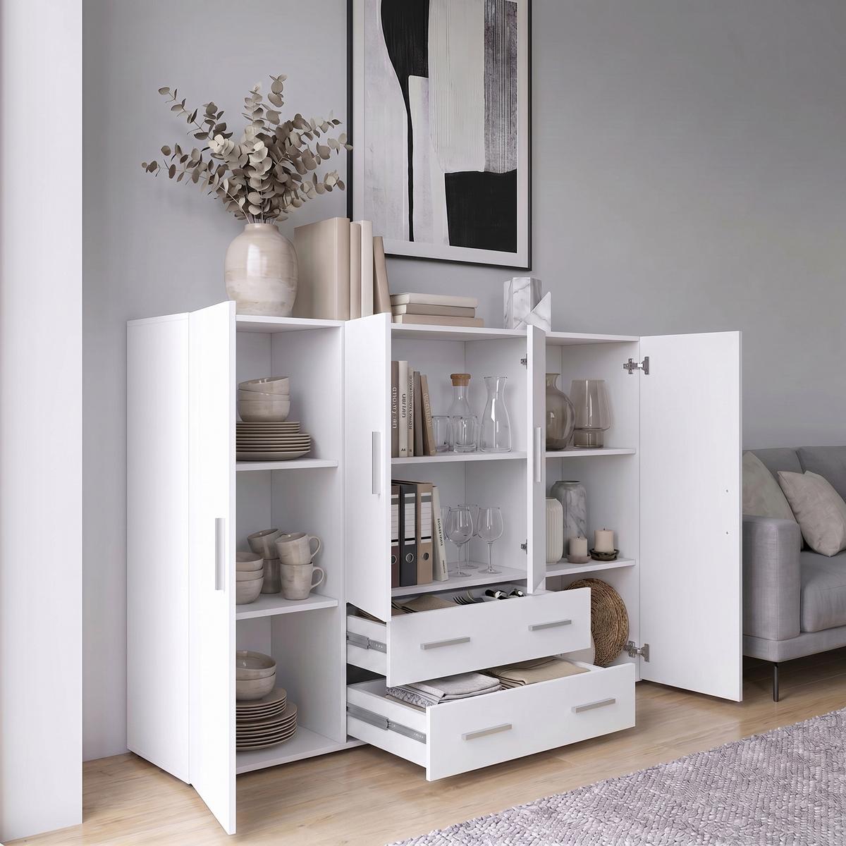 HIGHBOARD Nora Front in Weiß matt - Weiß, Holzwerkstoff (166/106/35cm) - Vladon