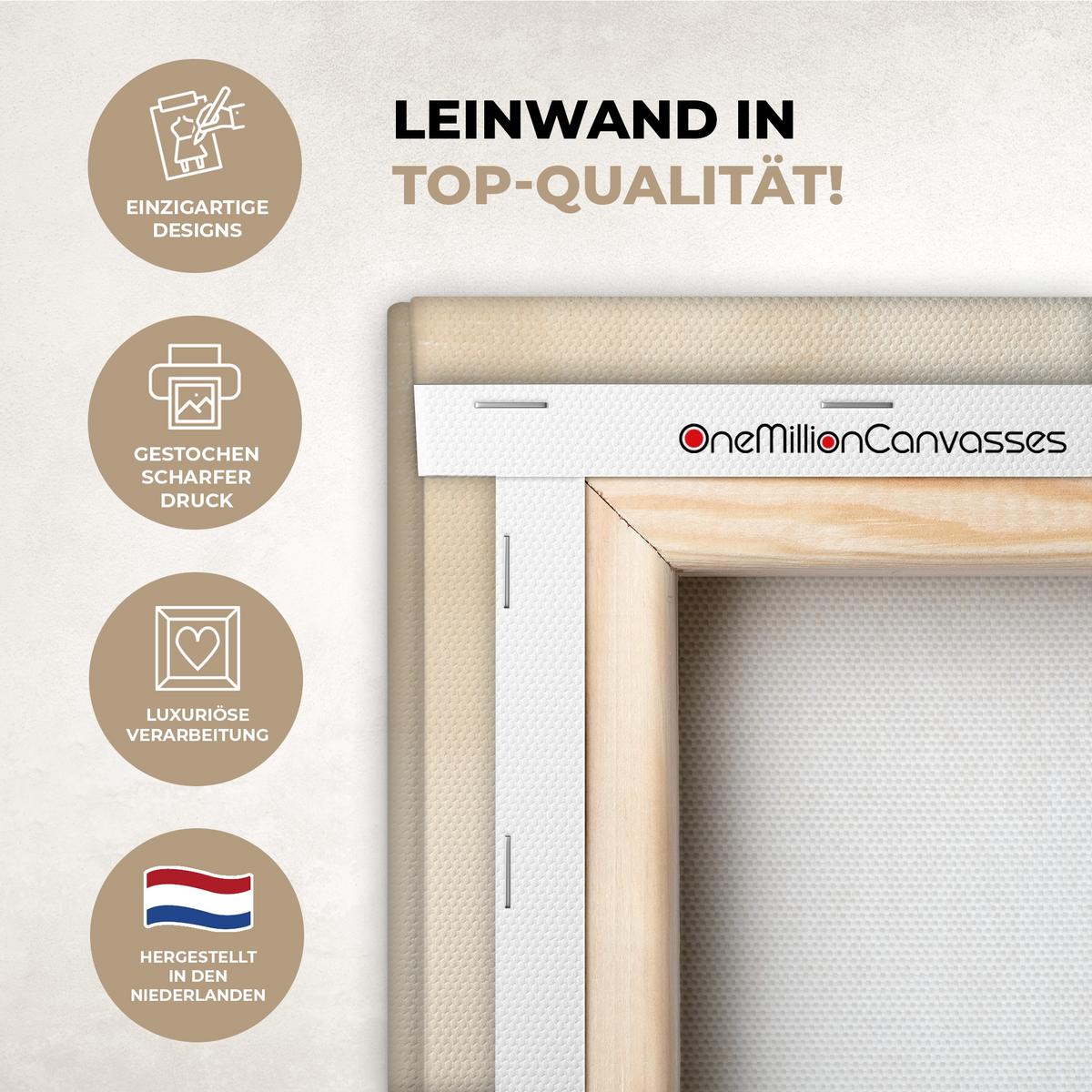 LEINWANDBILD Landschaft - Japandi - Vogel Wandbild Wohnzimmer 50x50 cm - Beige, Textil (50/50cm) - MuchoWow