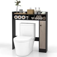 TOILETTENSCHRANK Schwarz - Schwarz, Holz (18/88/100cm) - COSTWAY