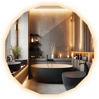 LED-SPIEGEL 60 cm x 60 cm Asymmetrische Form Warmweiß 3000 K - Champagner, Glas (60/60/0.4cm) - Wallfluent