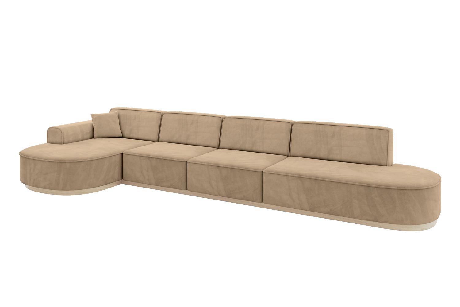 ECKSOFA Ottomane Links MARI-L3-v1 - 413x171x83 cm Taupe Velours - Taupe, Holzwerkstoff/Textil (413/171cm) - ALTDECOR