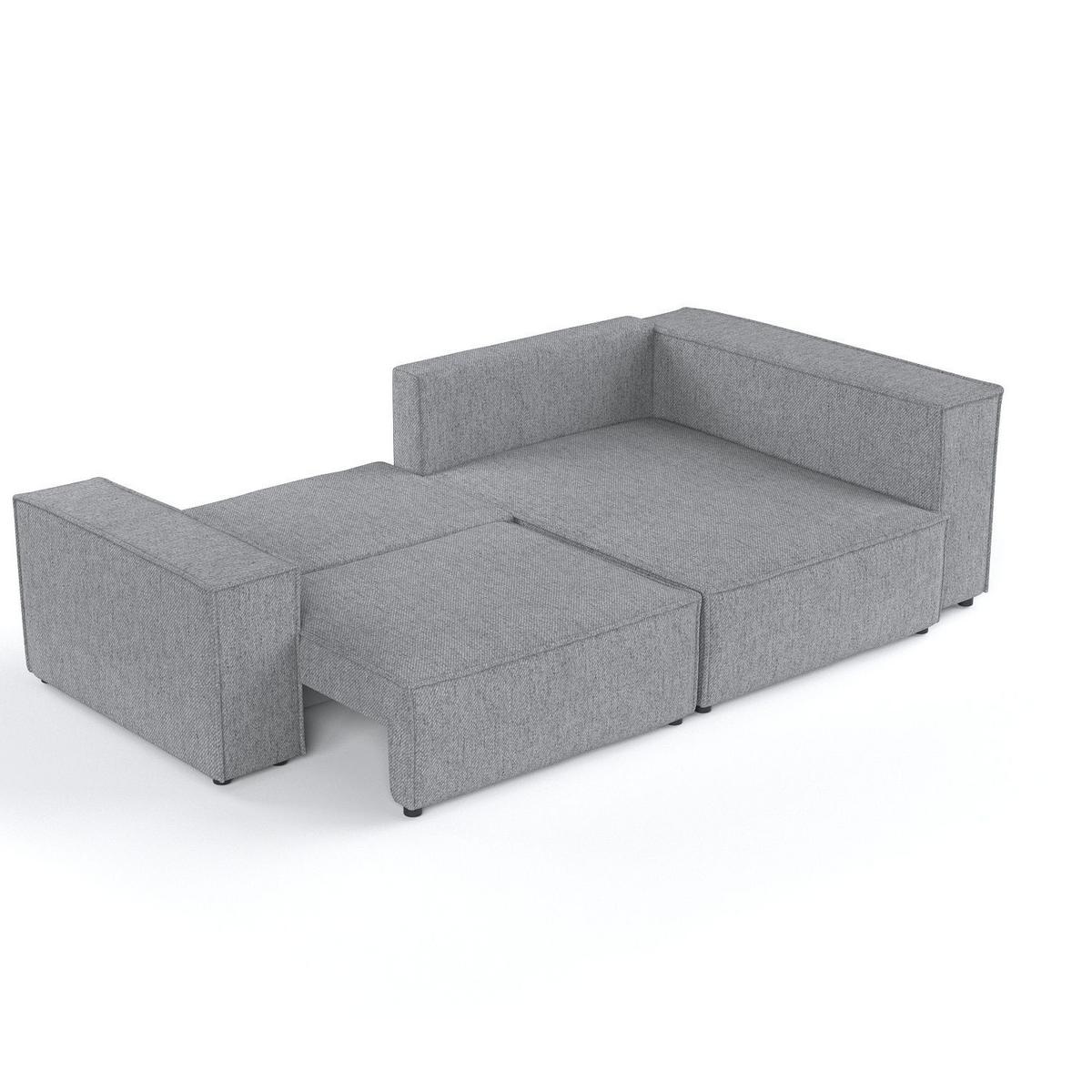 ECKSOFA AVION mit Schlaffunktion Grau im Neve Stoff - Schwarz/Grau, Holz/Holzwerkstoff (253/148cm) - AltaBeds