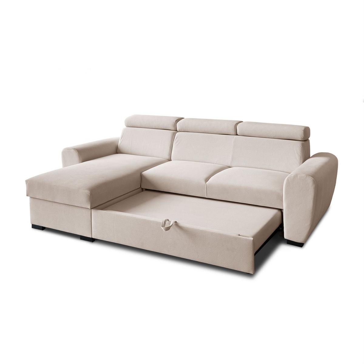 ECKSOFA FALCO mit Schlaffunktion Elli 04 - Beige, Textil (253/174cm) - Lookway