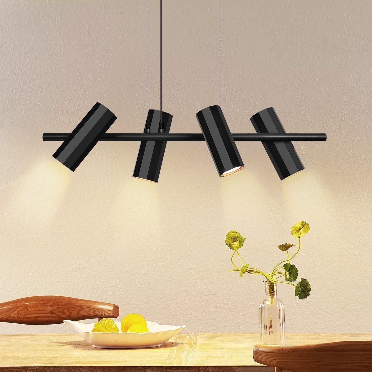 PENDELLEUCHTE Stärke 4-flammig 66/6/170 cm - Schwarz, Metall (66/6/170cm) - Nettlife