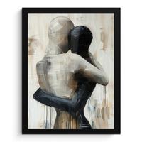 POSTER MIT RAHMEN Abstrakt - Liebe - Schwarz und weiß - Modern Bilderrahmen 30x40 cm - Schwarz, Papier (30/40cm) - MuchoWow